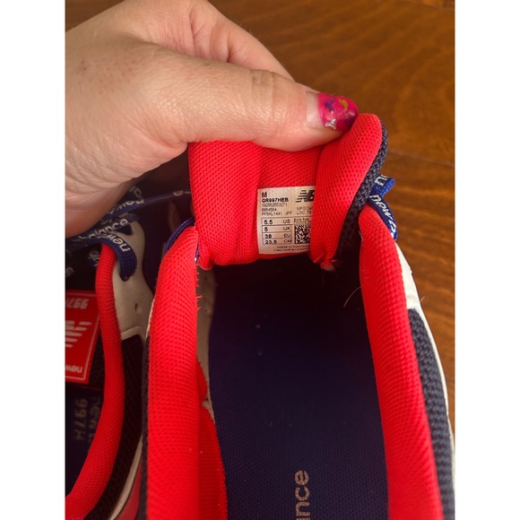 New Balance Boys/Mens Blue Red White Athletic Sneakers Shoes Team Royal Sz 5.5 M - Picture 10 of 10